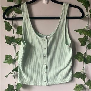 Divided H&M mint green crop top button up